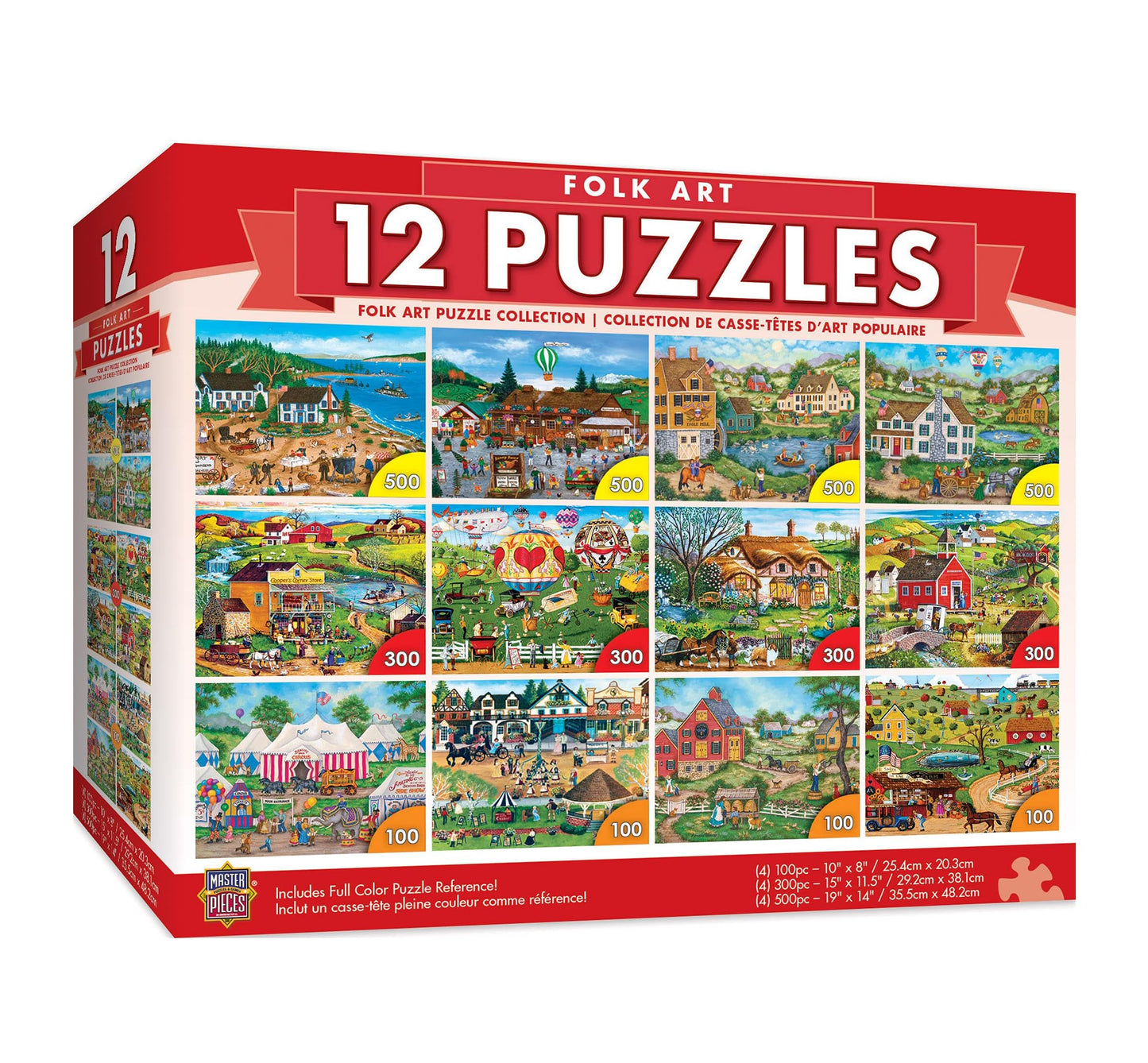 MasterPieces Jigsaw Puzzle 12-Pack Bundle – 4x Round 100, 4x 300, 4x 500 Pieces