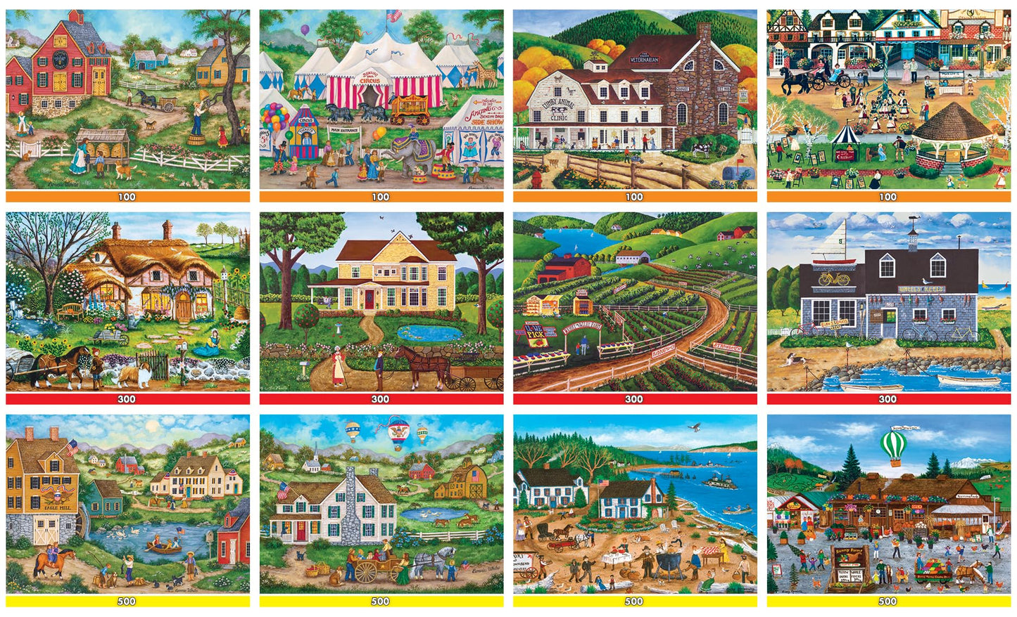 MasterPieces Jigsaw Puzzle 12-Pack Bundle – 4x Round 100, 4x 300, 4x 500 Pieces