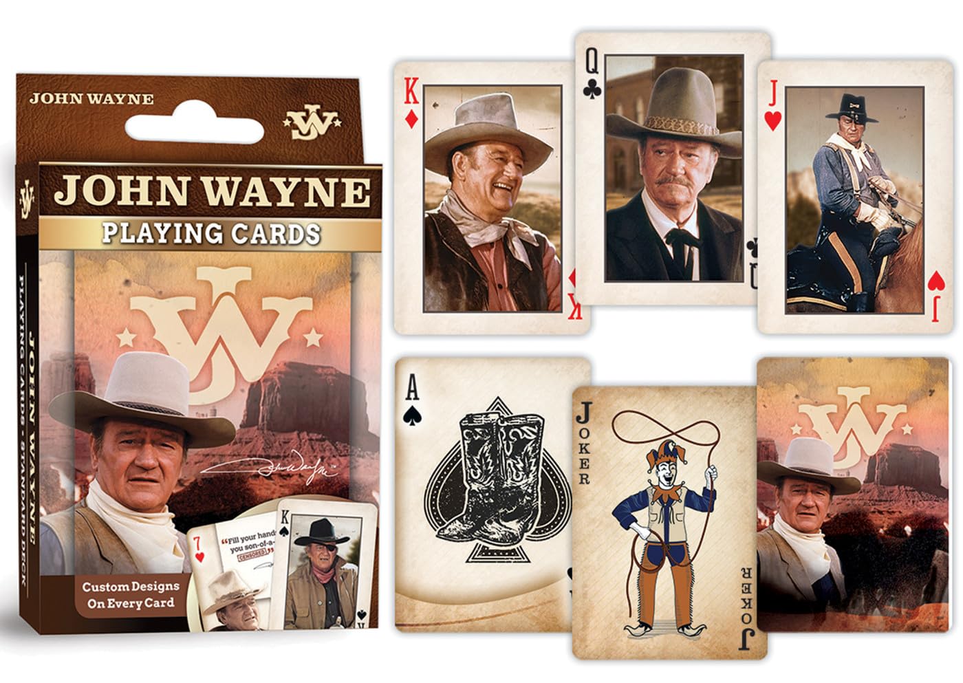 MasterPieces John Wayne Playing Cards – Officially Licensed Family Card Deck for Adults, Kids & Family