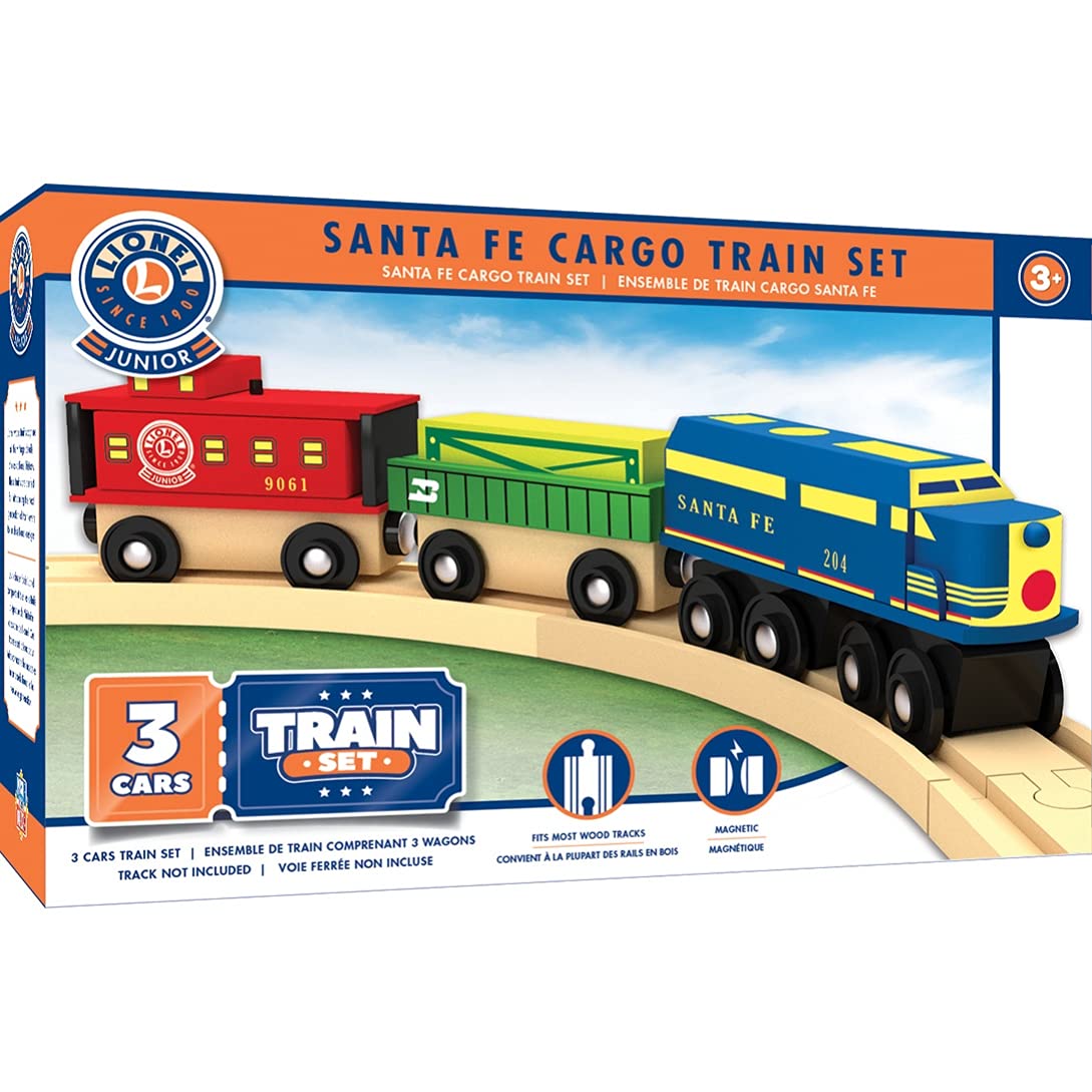 MasterPieces Lionel Santa Fe Cargo Train Set - 3-Piece Wood Train Set (Officially Licensed)