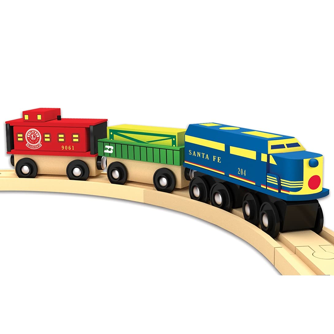 MasterPieces Lionel Santa Fe Cargo Train Set - 3-Piece Wood Train Set (Officially Licensed)