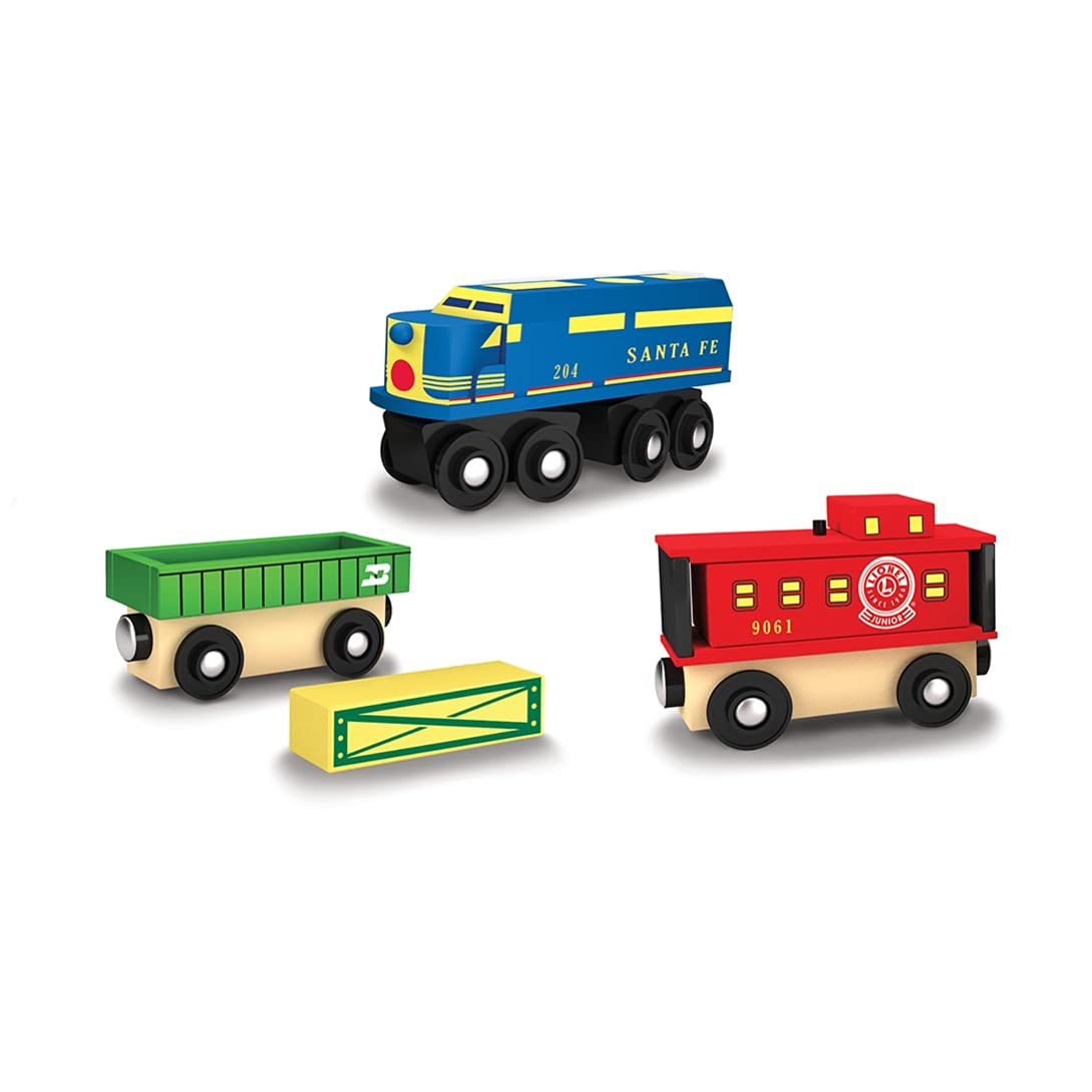 MasterPieces Lionel Santa Fe Cargo Train Set - 3-Piece Wood Train Set (Officially Licensed)