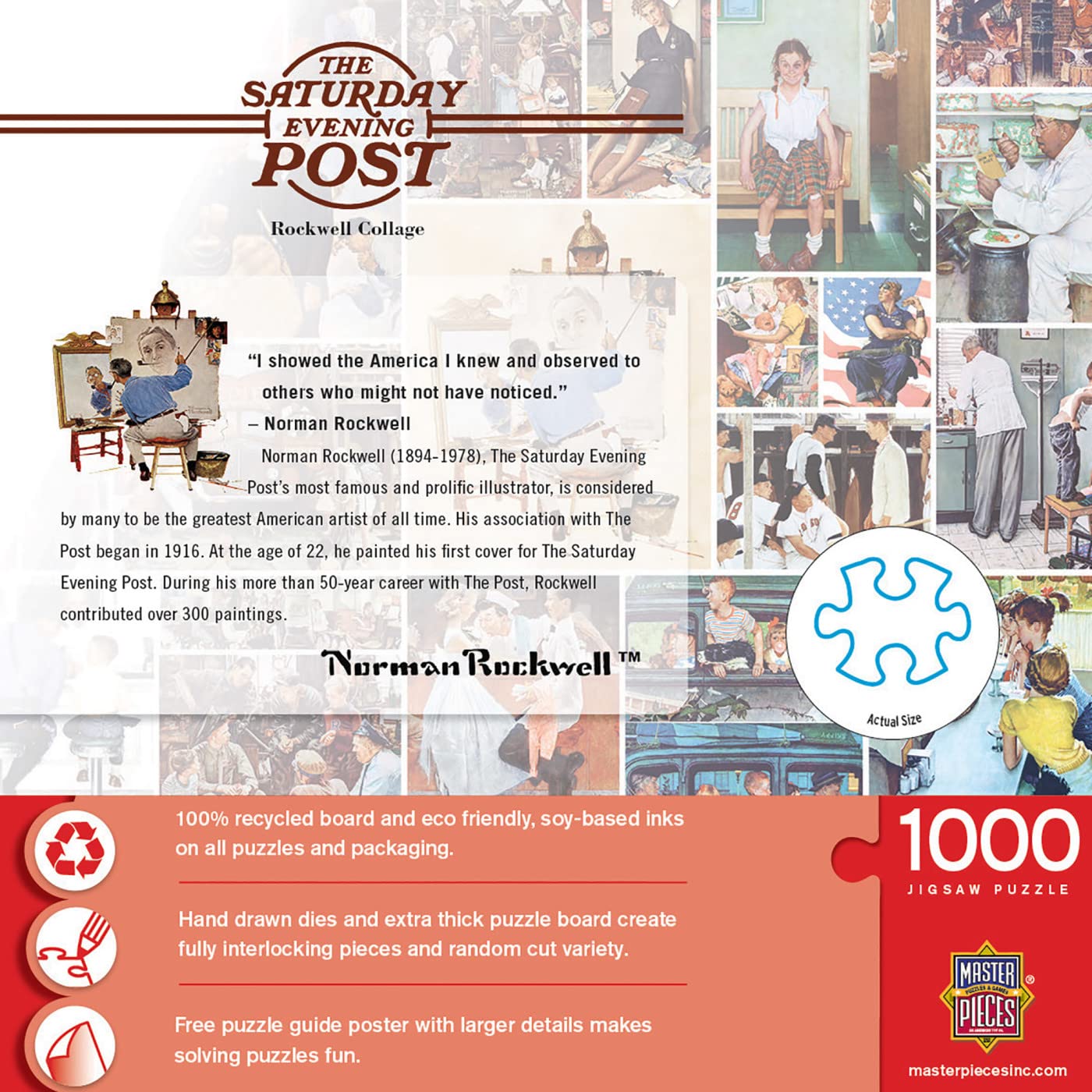 MasterPieces 1000-Piece Rockwell Collage Puzzle – Matte Finish, Eco Materials