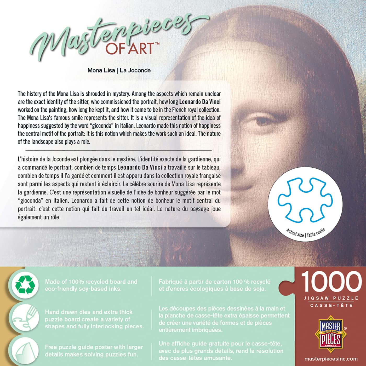 MasterPieces Mona Lisa 1000-Piece Jigsaw Puzzle – 19.25 x 26.75 in | Eco-Friendly Matte Finish