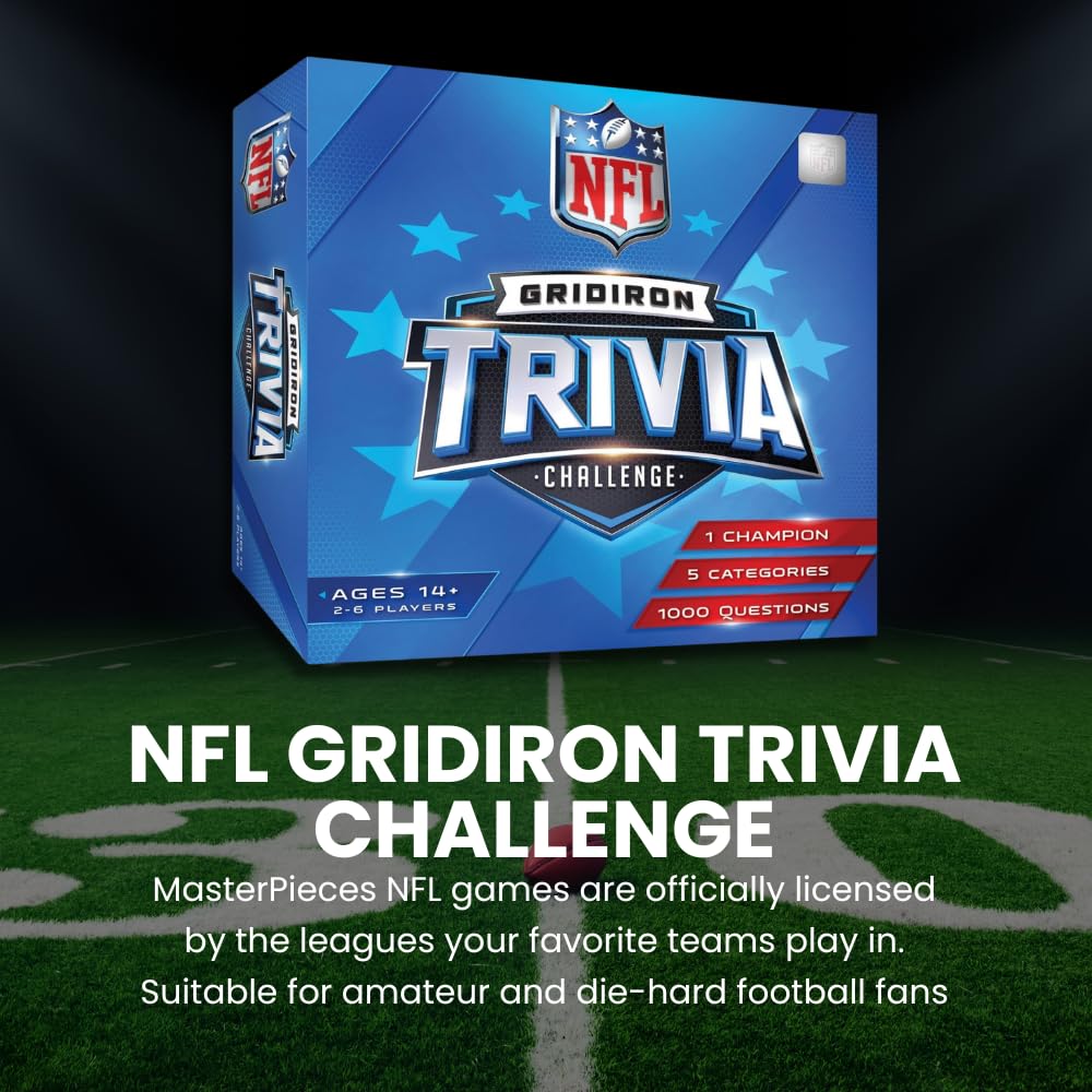 Masterpieces NFL Gridiron Trivia Challenge Board Edition – Official NFL Trivia Game with 1000 Questions