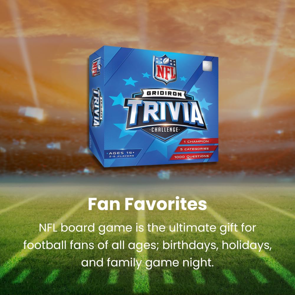 Masterpieces NFL Gridiron Trivia Challenge Board Edition – Official NFL Trivia Game with 1000 Questions