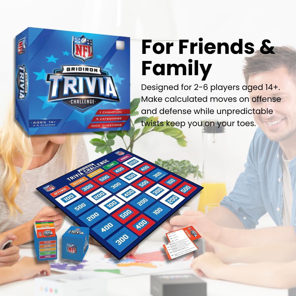 Masterpieces NFL Gridiron Trivia Challenge Board Edition – Official NFL Trivia Game with 1000 Questions