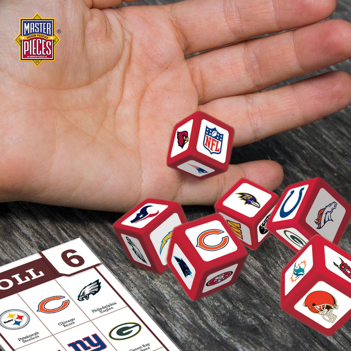 MasterPieces NFL League Fanzy Dice Game – Officially Licensed Family Game for Kids & Adults