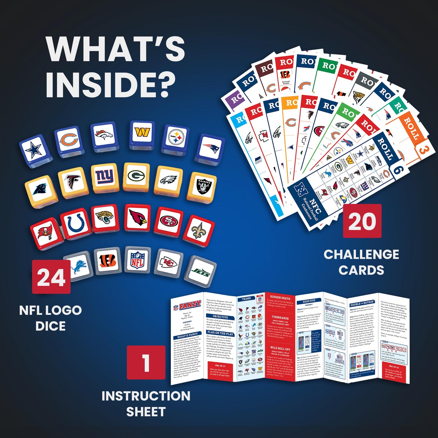MasterPieces NFL League Fanzy Dice Game – Officially Licensed Family Game for Kids & Adults