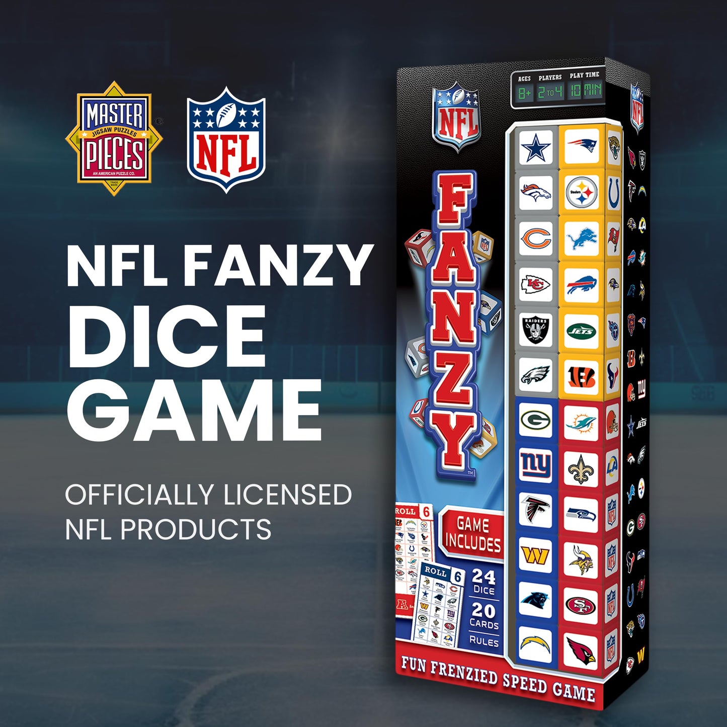 MasterPieces NFL League Fanzy Dice Game – Officially Licensed Family Game for Kids & Adults