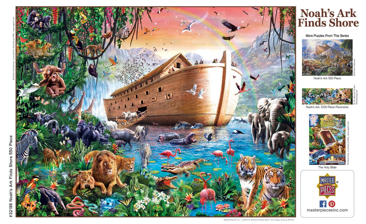 MasterPieces Noah's Ark Finds Shore – 550-Piece Jigsaw Puzzle (18x24) | Matte Finish & Eco-Friendly