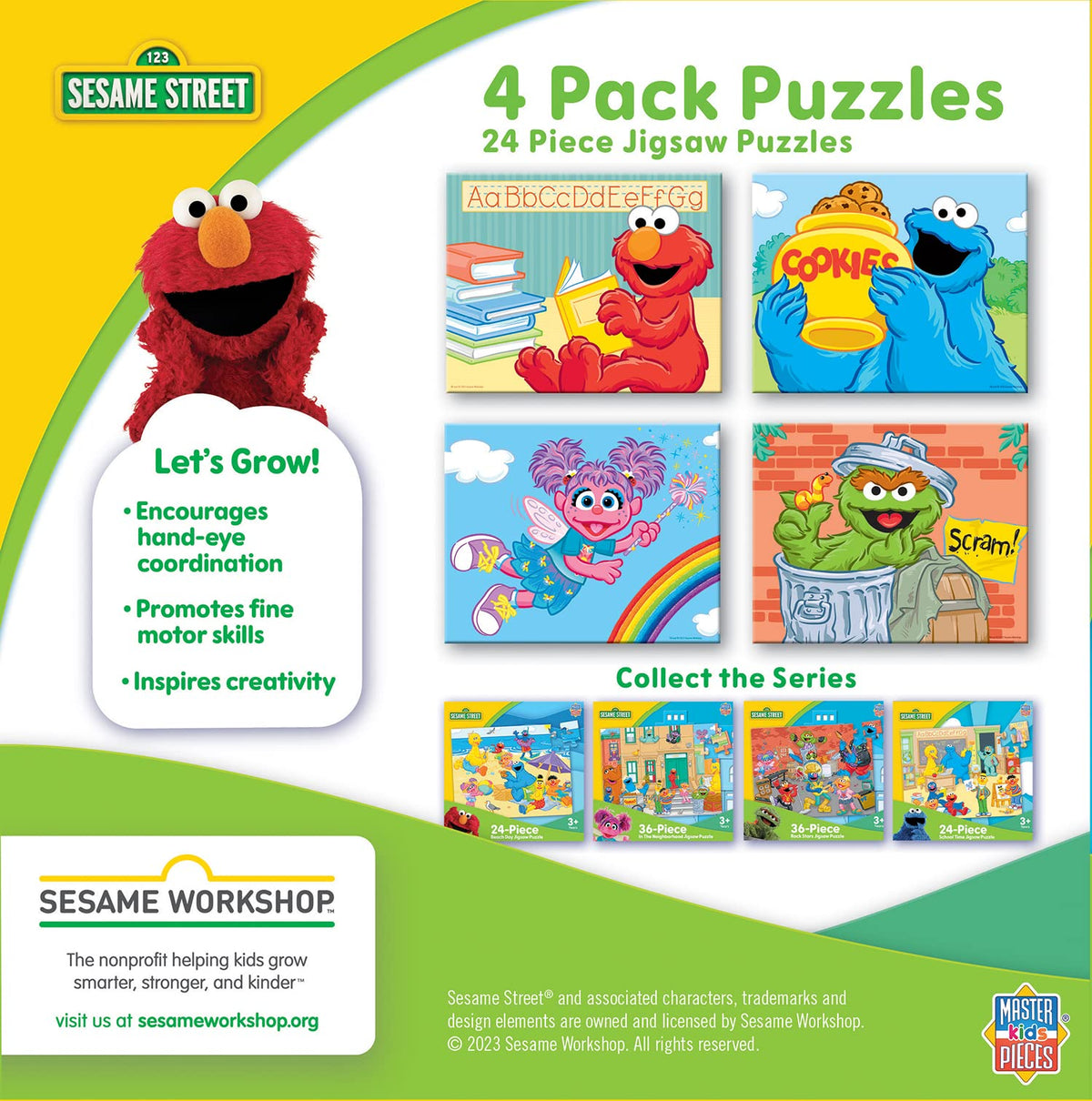 MasterPieces Sesame Street 4-Pack: 24-Piece Puzzles for Kids, 8x10