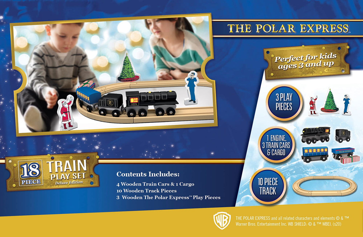 MasterPieces The Polar Express 18-Piece Deluxe Wooden Train Set
