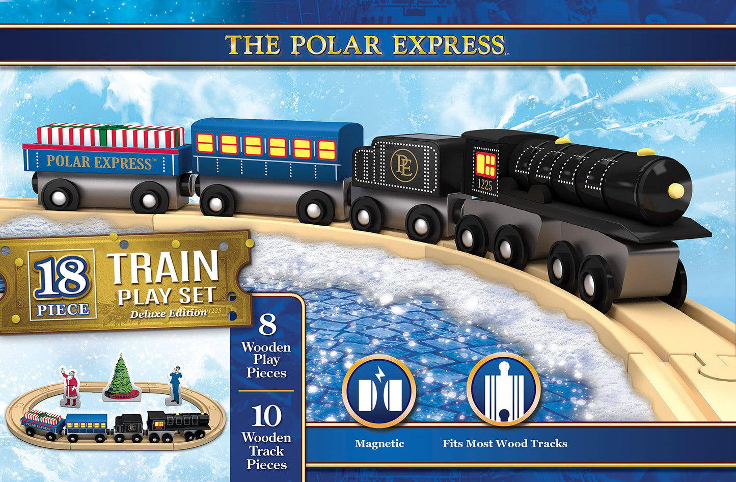 MasterPieces The Polar Express 18-Piece Deluxe Wooden Train Set