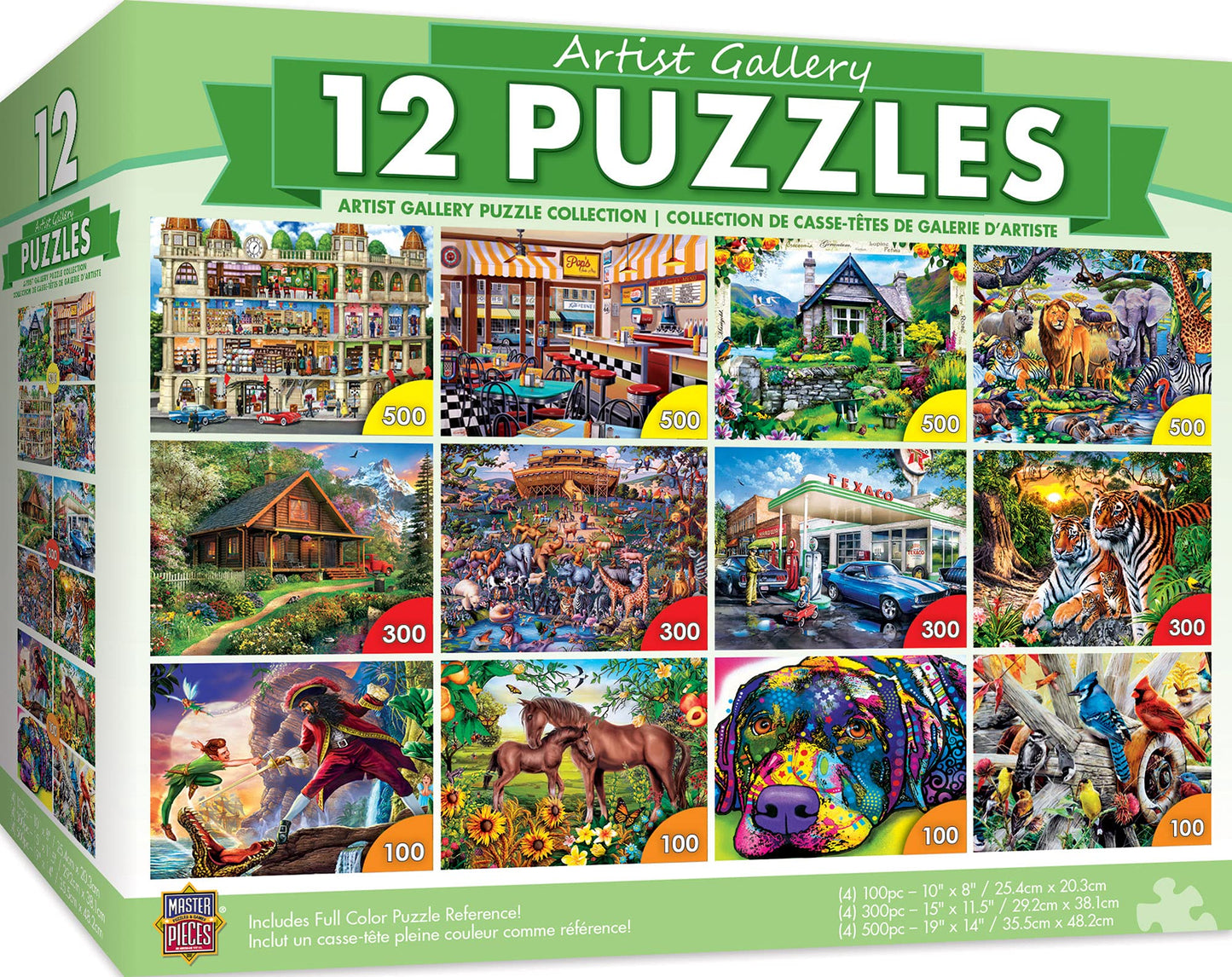 MasterPieces 12-Pack Jigsaw Puzzles Bundle — 500, 300 & 100 Piece Sets