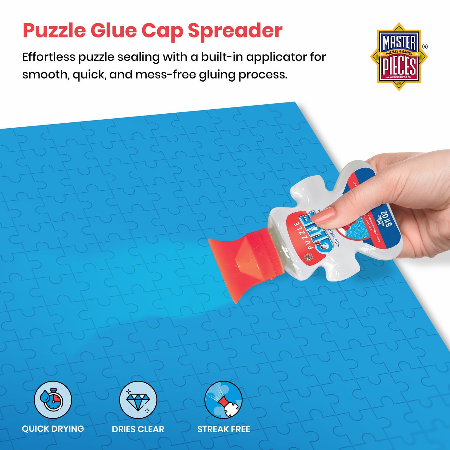 MasterPieces Puzzle Glue 5oz Clear – Quick-Dry Glossy Seal for 1000-Piece Puzzles