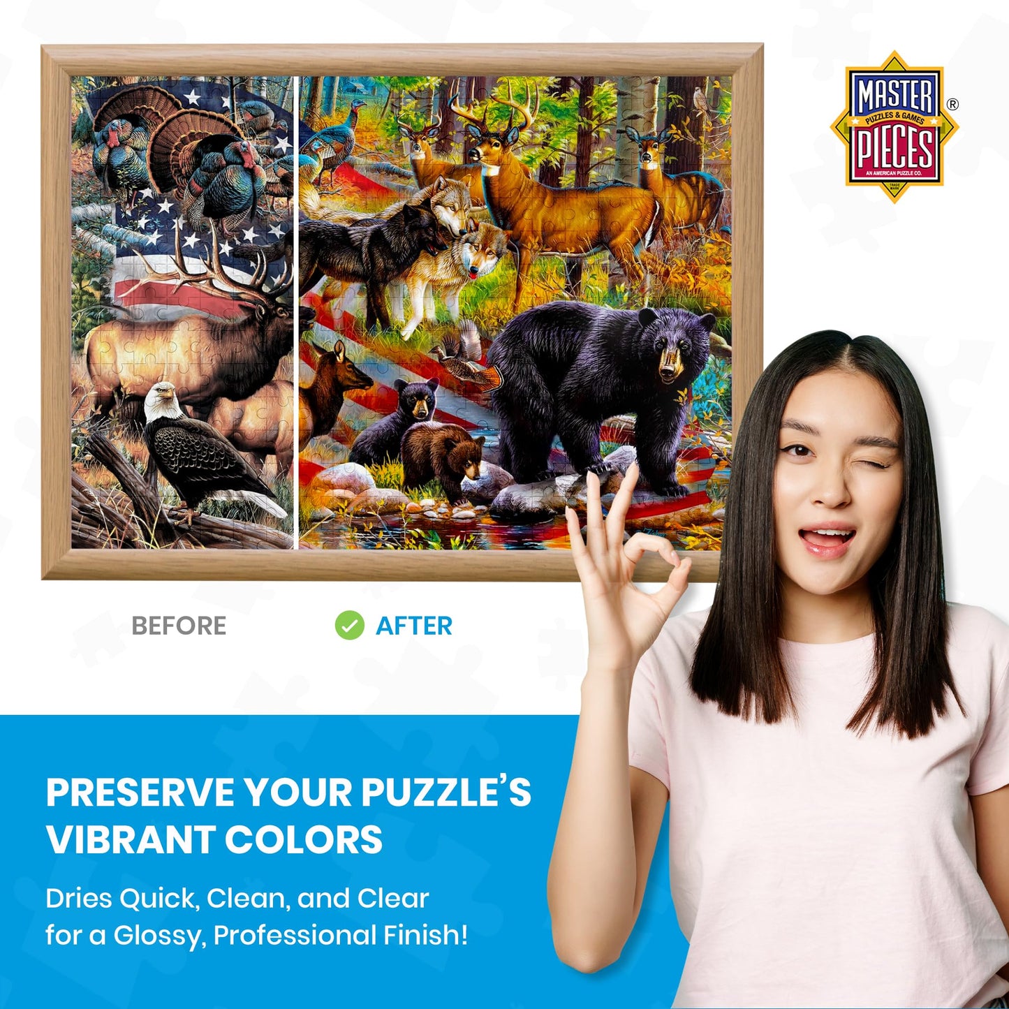 MasterPieces Puzzle Glue 5oz Clear – Quick-Dry Glossy Seal for 1000-Piece Puzzles