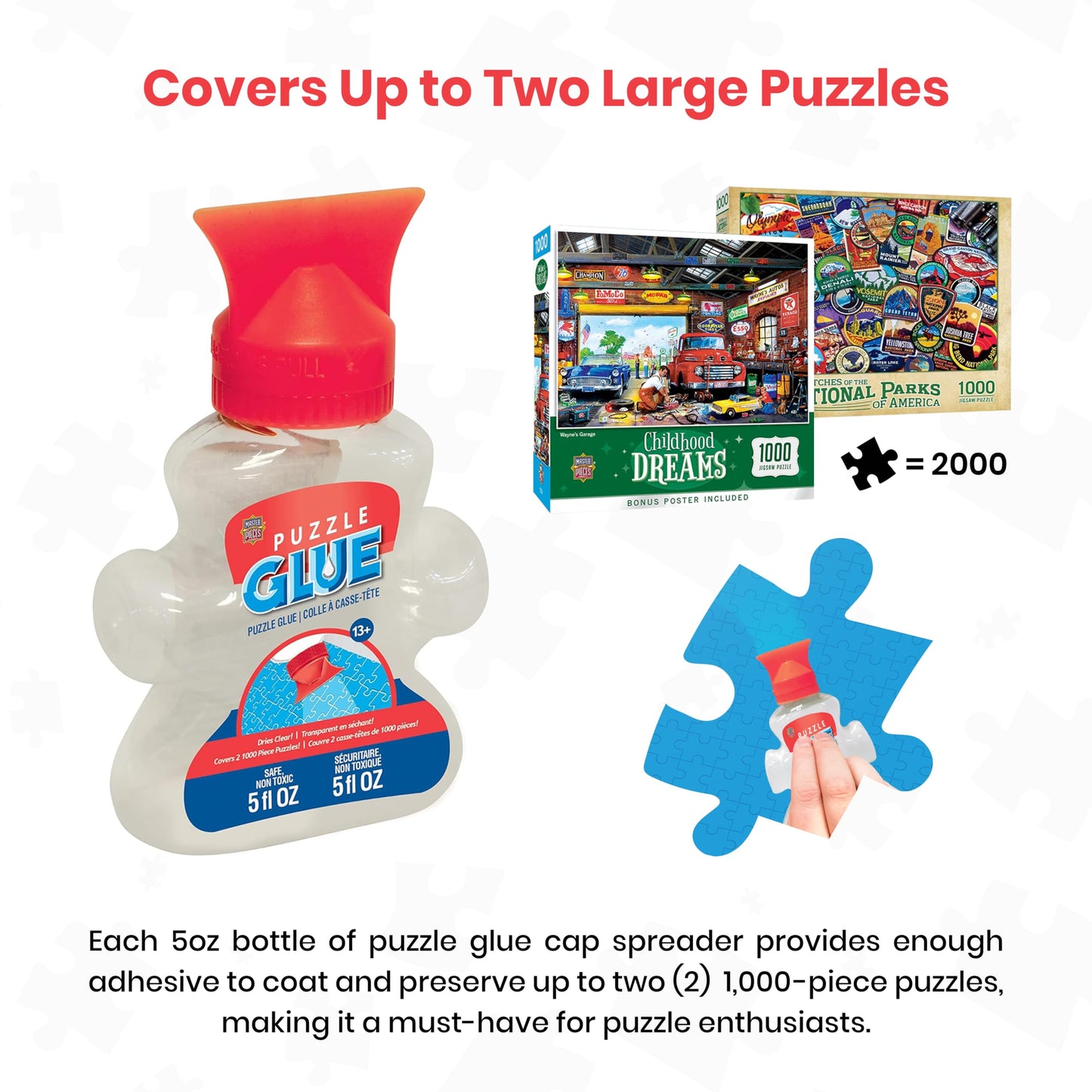 MasterPieces Puzzle Glue 5oz Clear – Quick-Dry Glossy Seal for 1000-Piece Puzzles