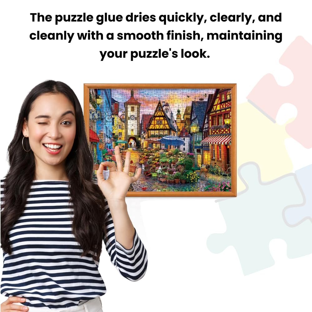 MasterPieces Puzzle Glue with Wide Plastic Spreader – Quick-Dry, Clear Finish, 2-Pack, 5 oz Each
