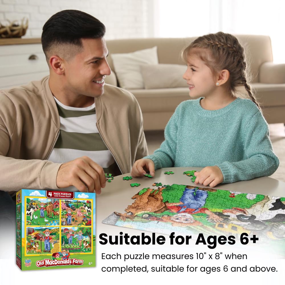 MasterPieces Jigsaw Puzzle Set 4-Pack – 100-Piece Puzzles, Purple Glow in the Dark Collection, for Kids 6+