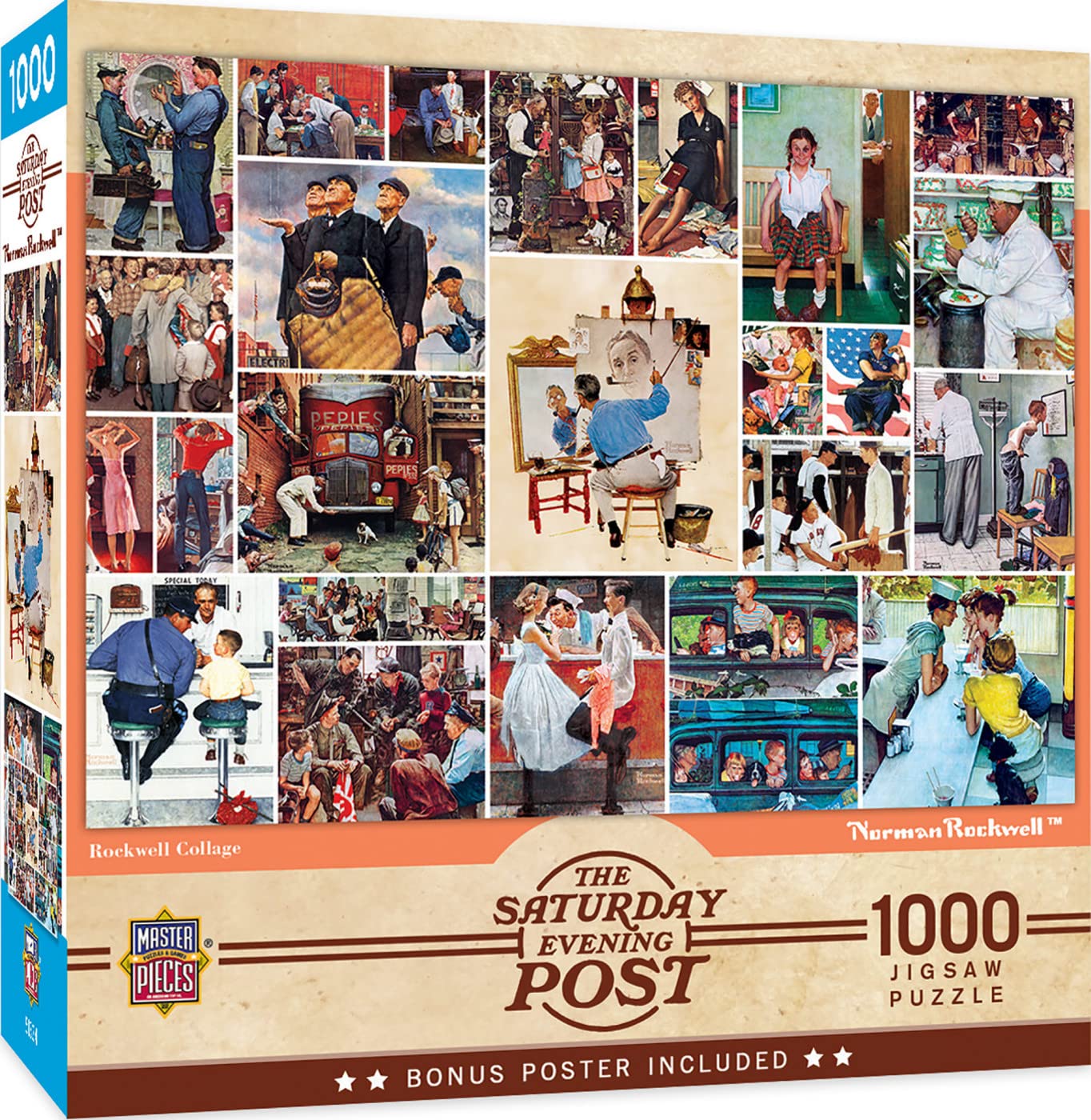 MasterPieces 1000-Piece Rockwell Collage Puzzle – Matte Finish, Eco Materials