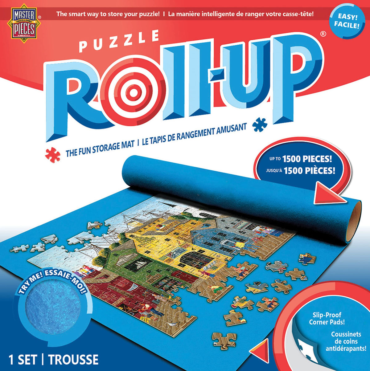 MasterPieces Roll & Stow Puzzle Mat & Stow Box — 42 x 24 Inches, Fits 1,500-Piece Puzzles