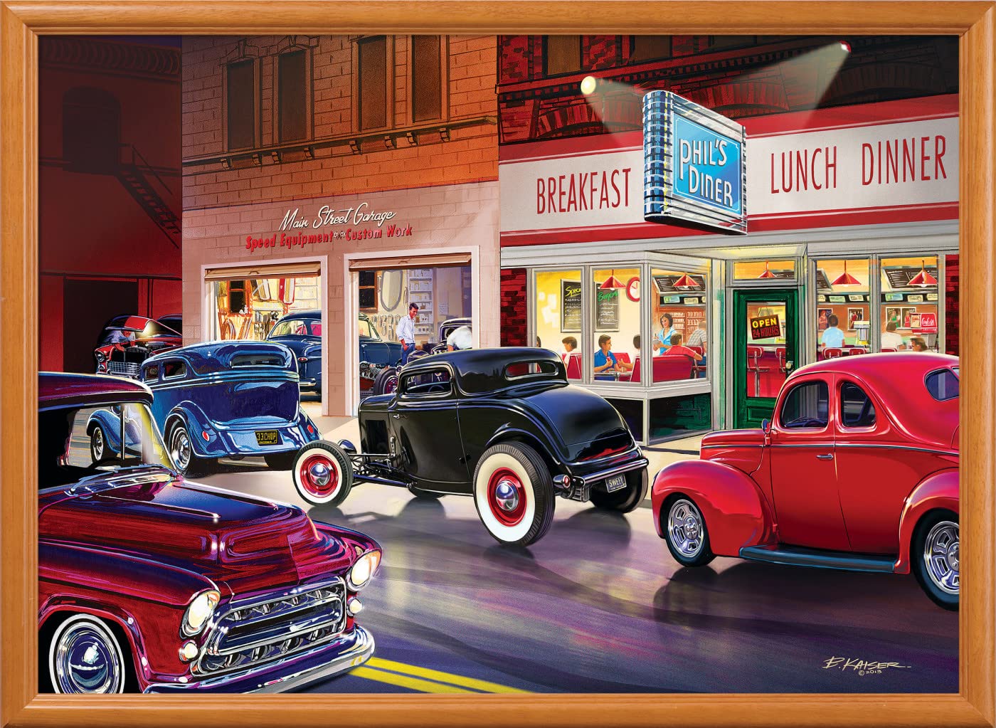 MasterPieces Route 66 Phil’s Diner 1000-Piece Jigsaw Puzzle – Vintage Cars, Family Fun, 19.25 x 26.75 inches