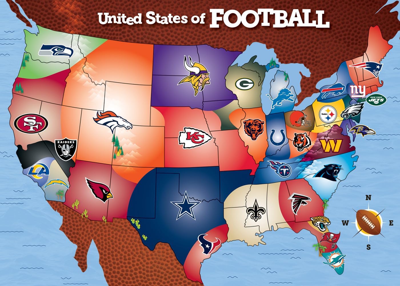 MasterPieces Sports Puzzle – All Teams NFL Map 500-Piece Jigsaw (24x18)
