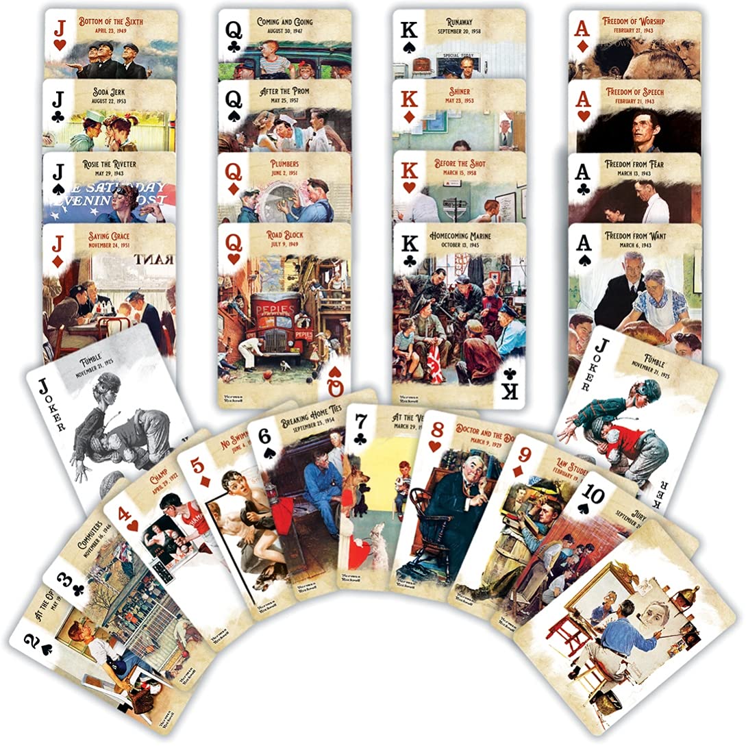 MasterPieces Saturday Evening Post Norman Rockwell Playing Cards – 54-Card Deck for Adults