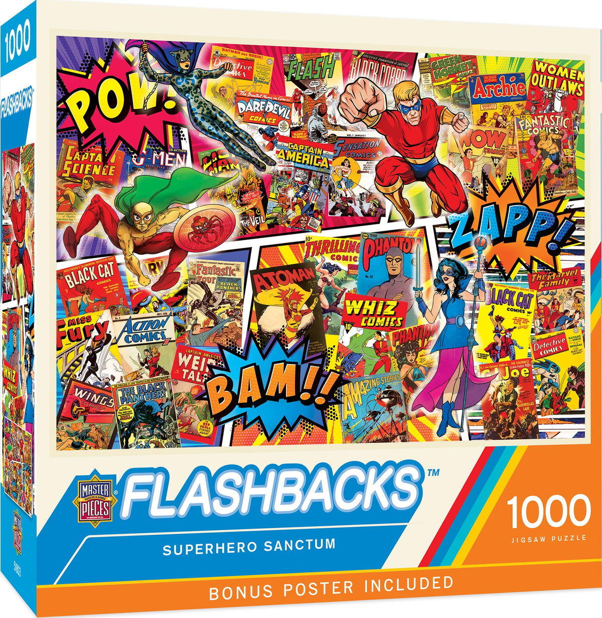 MasterPieces 1000-Piece Collage Jigsaw Puzzle for Adults – Superhero Sanctum – Vintage Comic Covers (19.25 x 26.75 in)