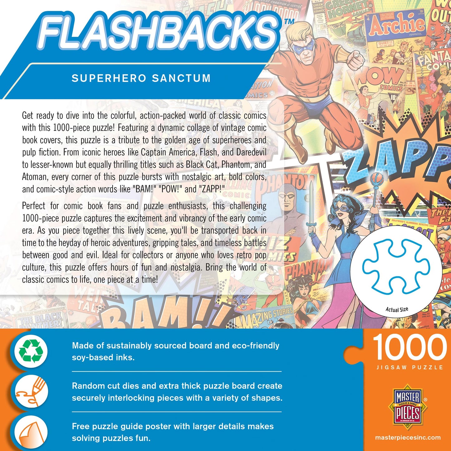 MasterPieces 1000-Piece Collage Jigsaw Puzzle for Adults – Superhero Sanctum – Vintage Comic Covers (19.25 x 26.75 in)