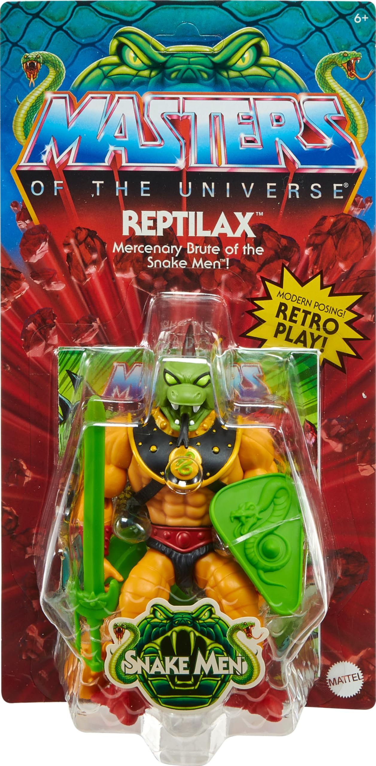 Masters of the Universe Origins Reptilax Action Figure – 5.5-Inch, 16-Point Articulation, 3 Weapons