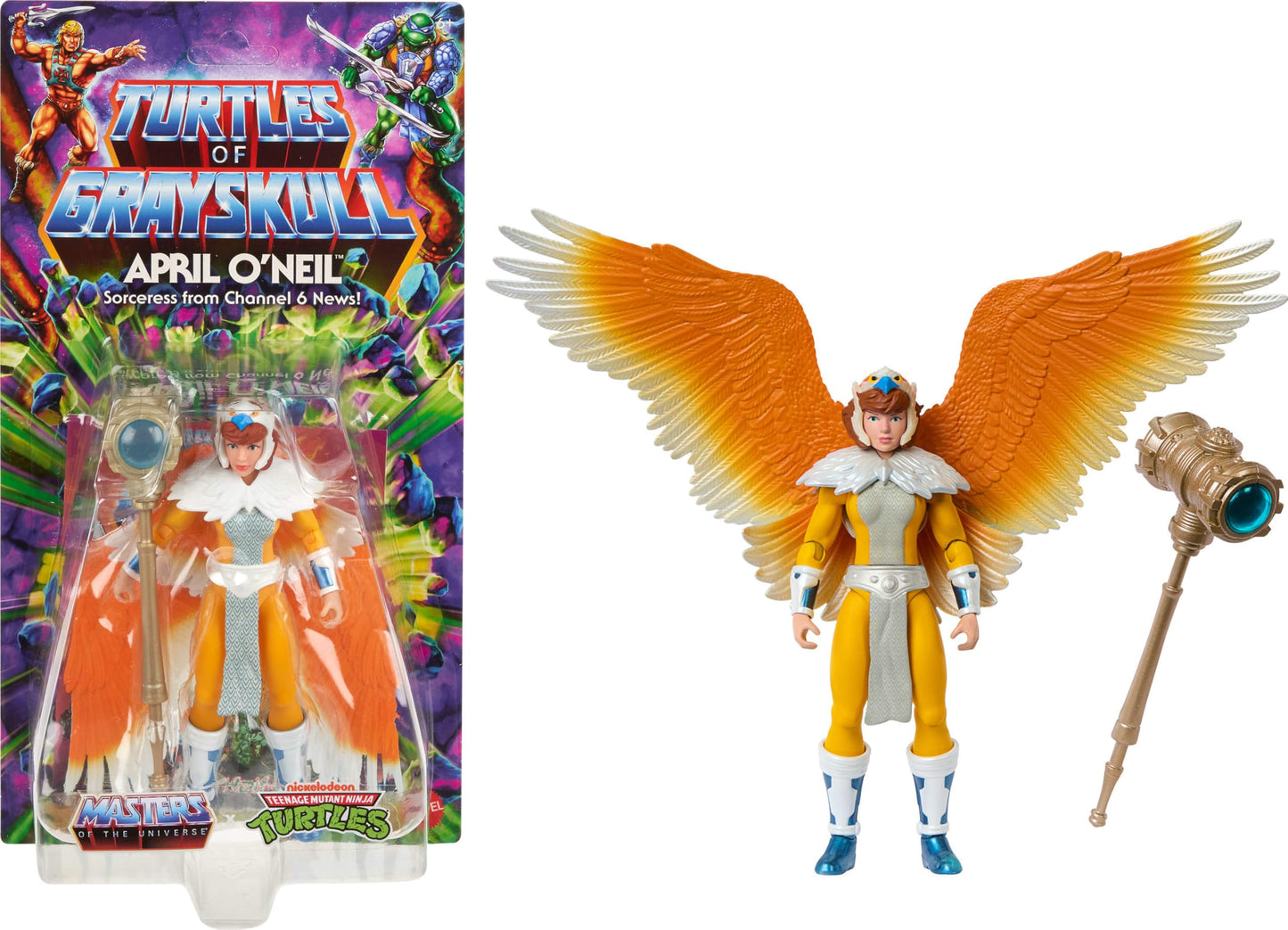 Masters of the Universe Origins Turtles of Grayskull Sorceress April O’Neil Action Figure — 16 Joints, Wings & Armor, TMNT x MOTU Crossover