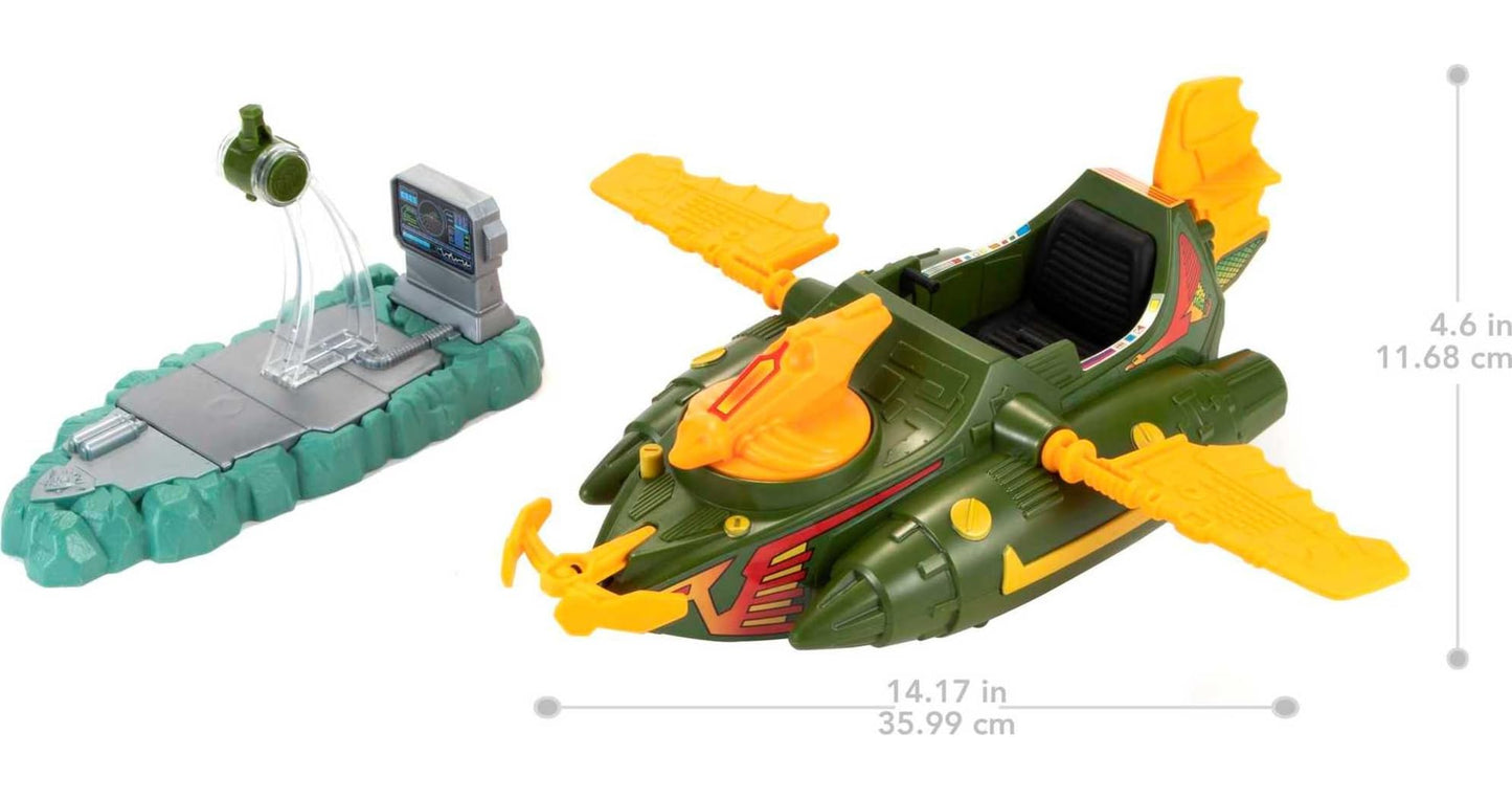 Masters of the Universe Origins Wind Raider Vehicle – Tow Hook, Retractable Cable & Hover Stand
