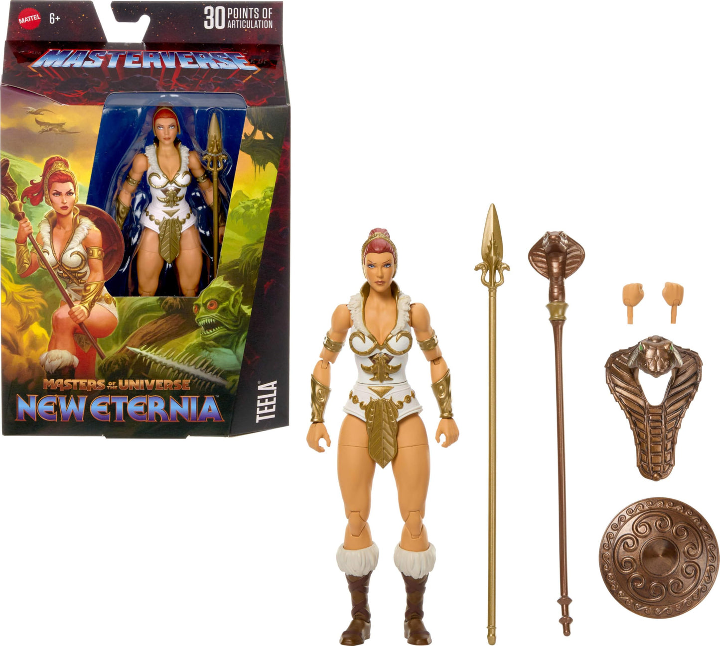 Masters of the Universe Masterverse Teela – 7-Inch New Eternia Action Figure, 30 Articulations, Removable Cobra Hood