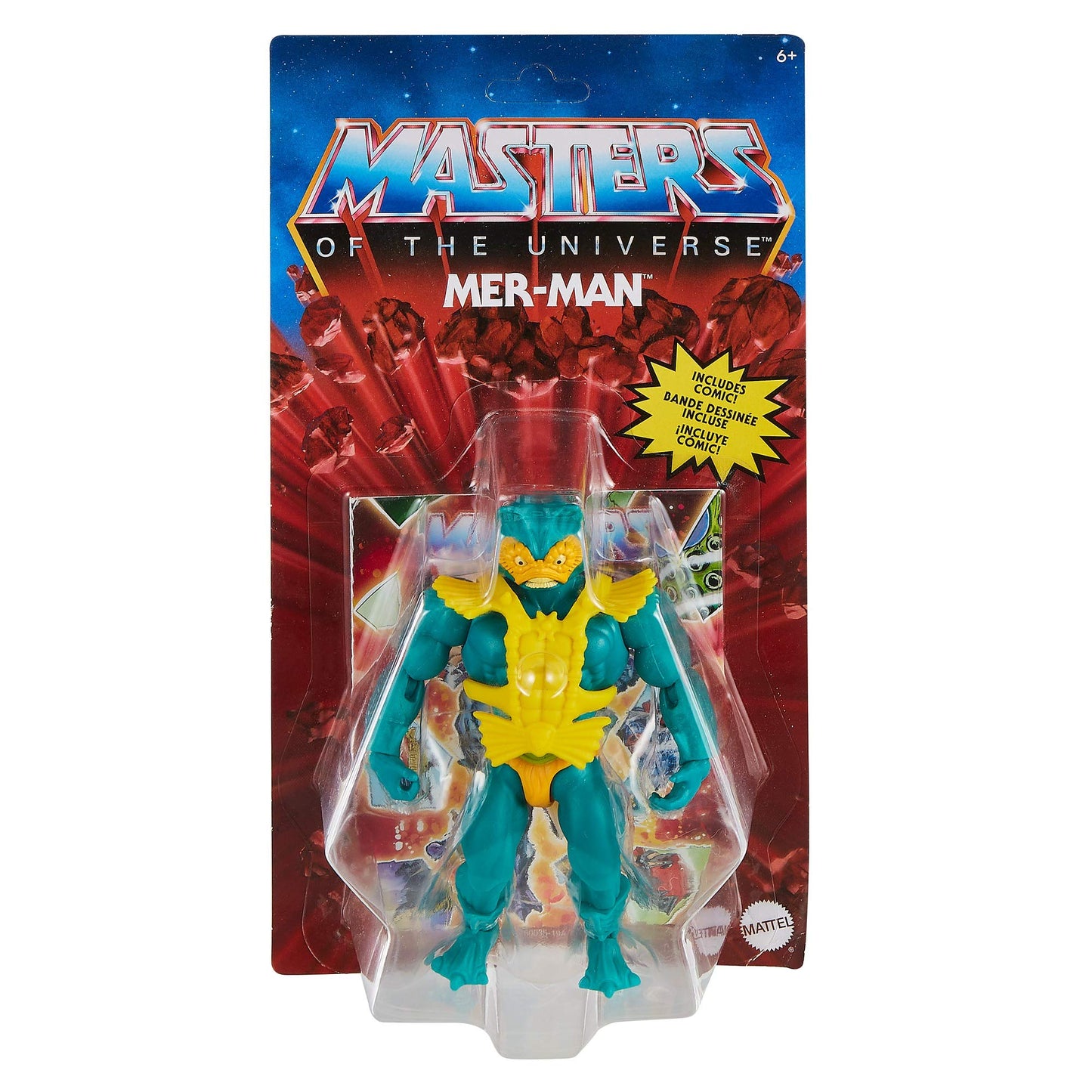 Masters of the Universe Origins Mer-Man 5.5-In Action Figure | 16 Joints, Mini Comic, Retro Packaging | Mattel