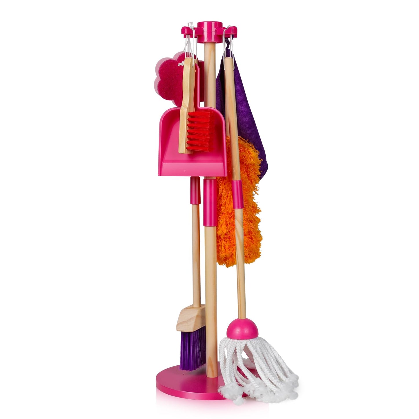 Masthome 8-Piece Kids Cleaning Set | Wooden Pretend Play Toys for Toddlers