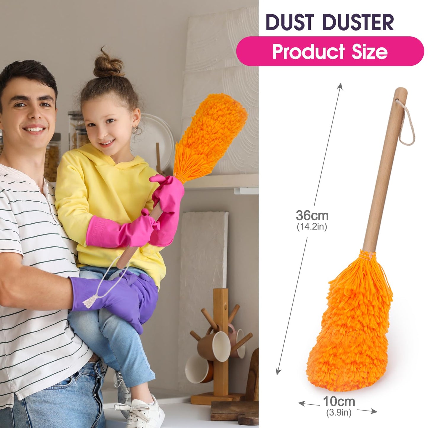 Masthome 8-Piece Kids Cleaning Set | Wooden Pretend Play Toys for Toddlers