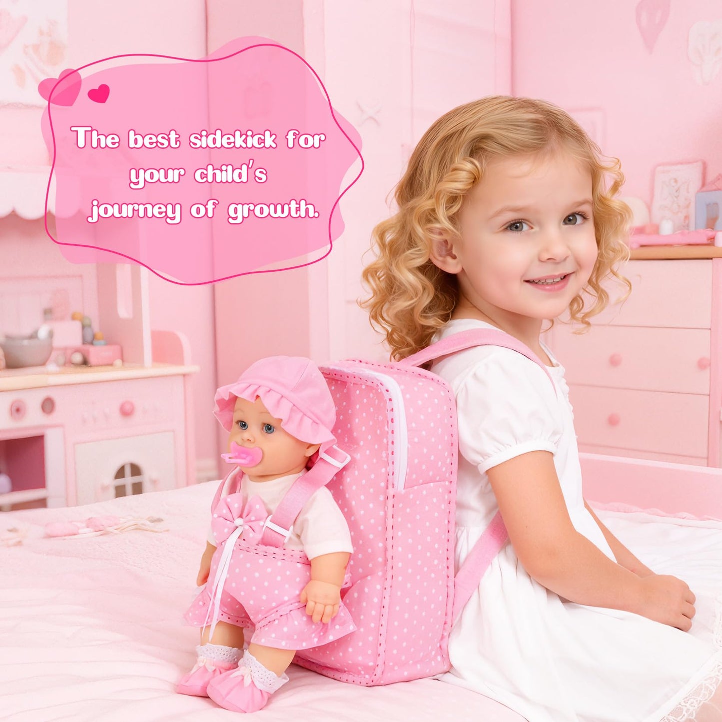 Mastom 12'' Baby Doll Playset with 4 Outfits & Backpack – Realistic Doll for Toddlers 3+