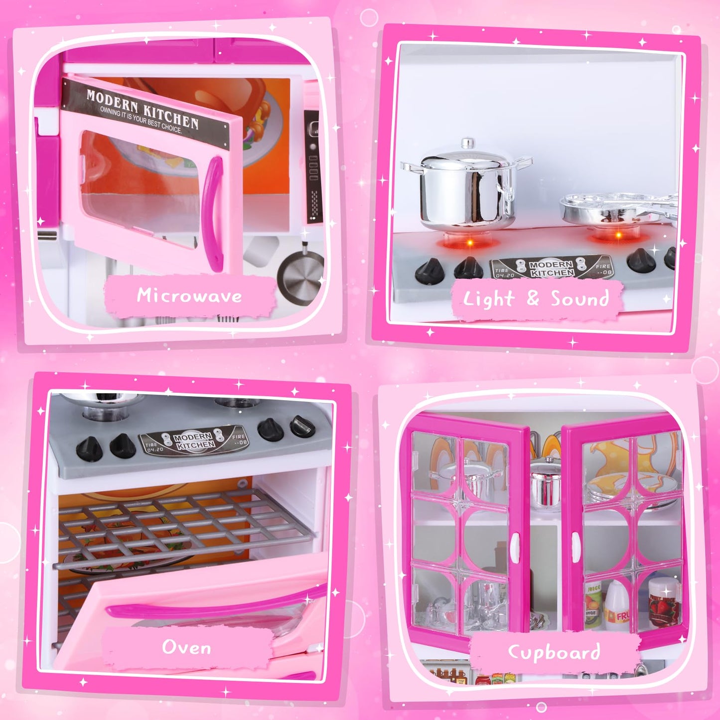 Mastom Kitchen Playset for Girls – 56-Piece Doll Kitchen Toys with Realistic Lights & Sounds