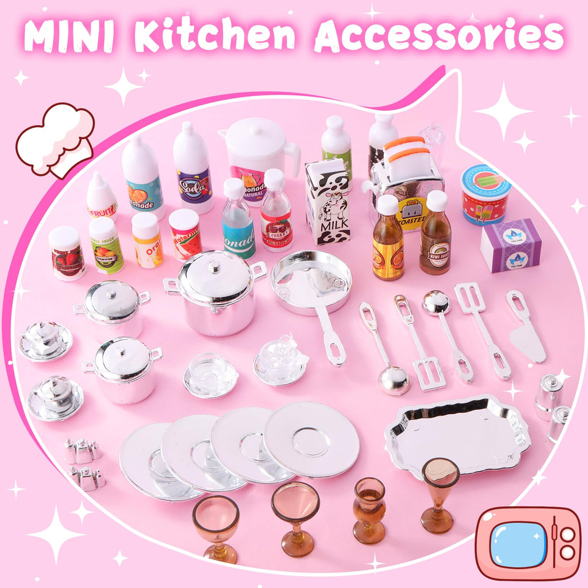 Mastom Kitchen Playset for Girls – 56-Piece Doll Kitchen Toys with Realistic Lights & Sounds