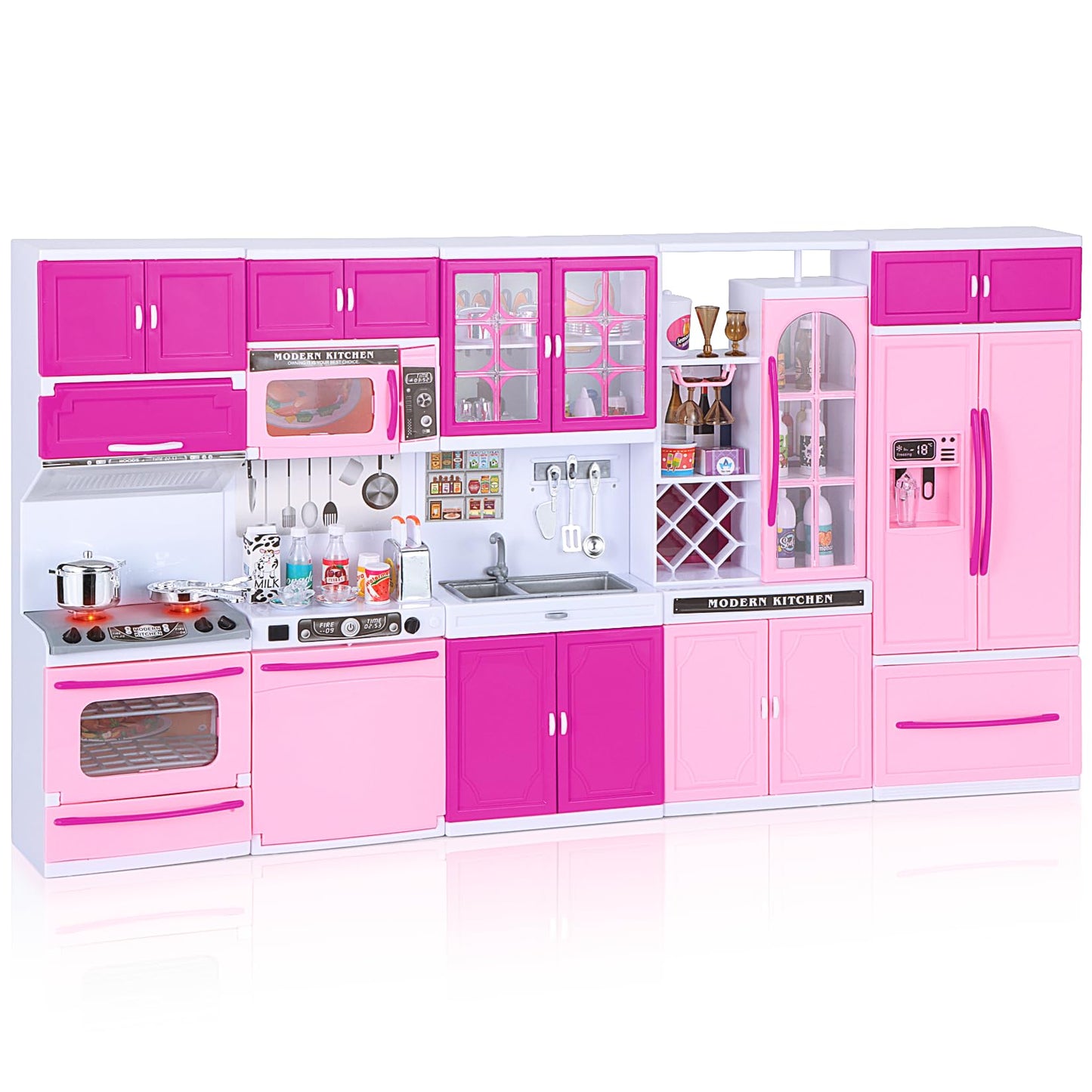 Mastom Kitchen Playset for Girls – 56-Piece Doll Kitchen Toys with Realistic Lights & Sounds
