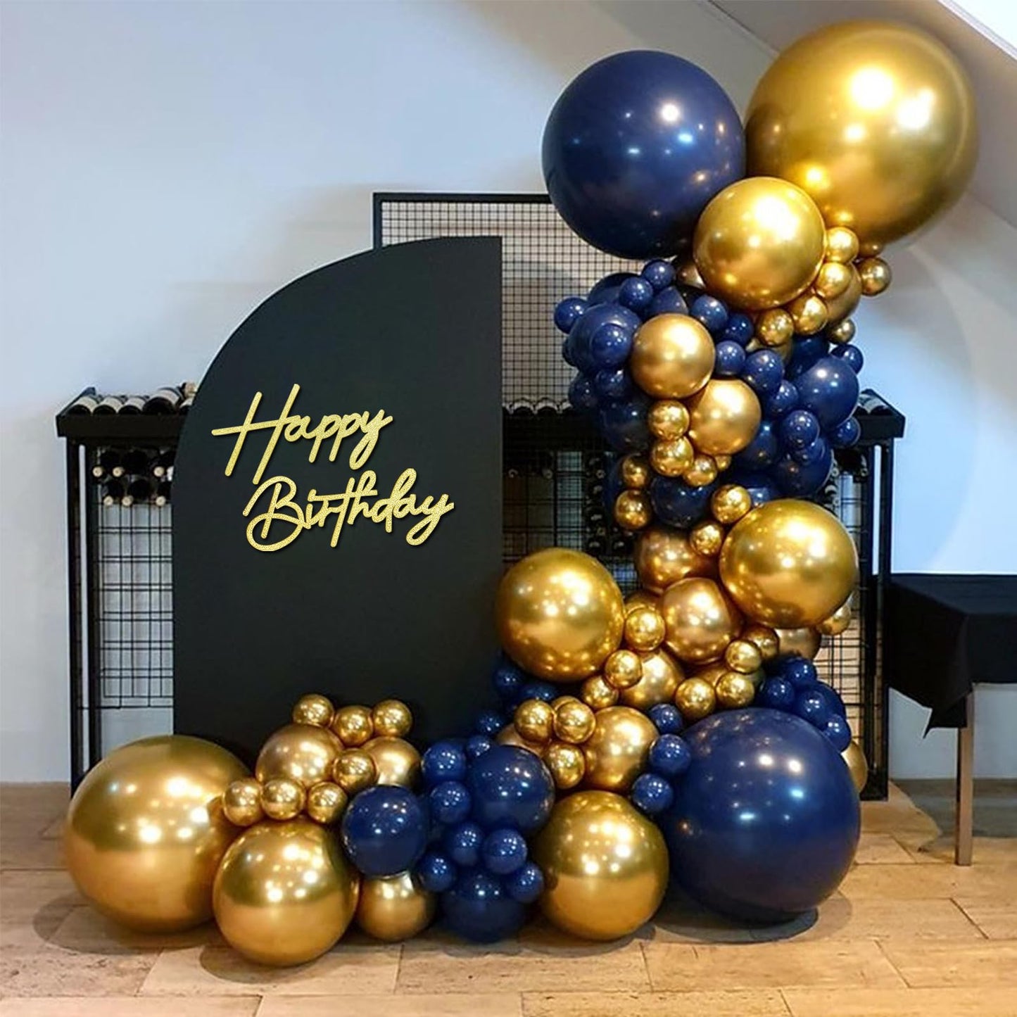 MASTRON Glitter Gold Happy Birthday Sign for Backdrop – Felt Letters for Balloon Arch & Party Decor