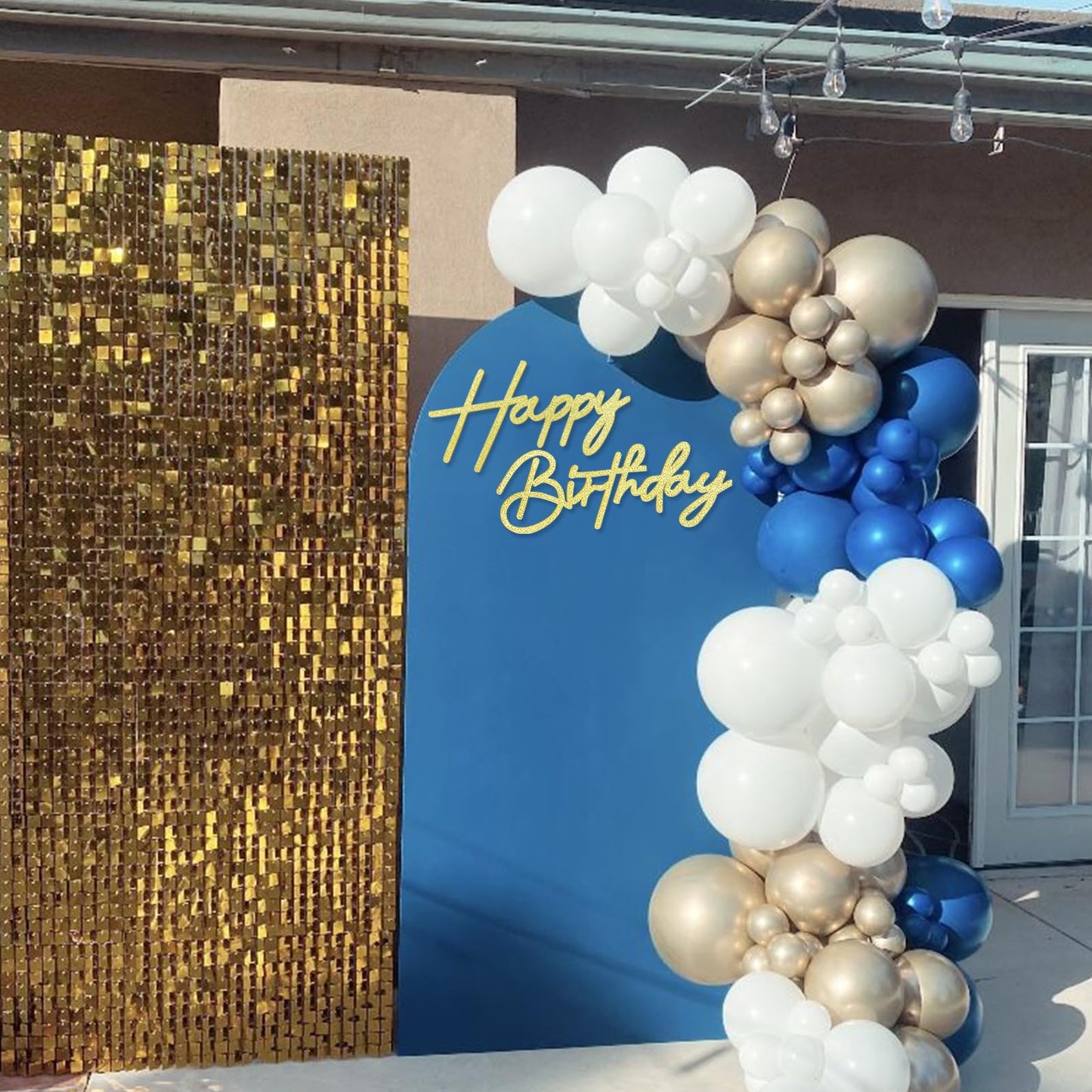 MASTRON Glitter Gold Happy Birthday Sign for Backdrop – Felt Letters for Balloon Arch & Party Decor