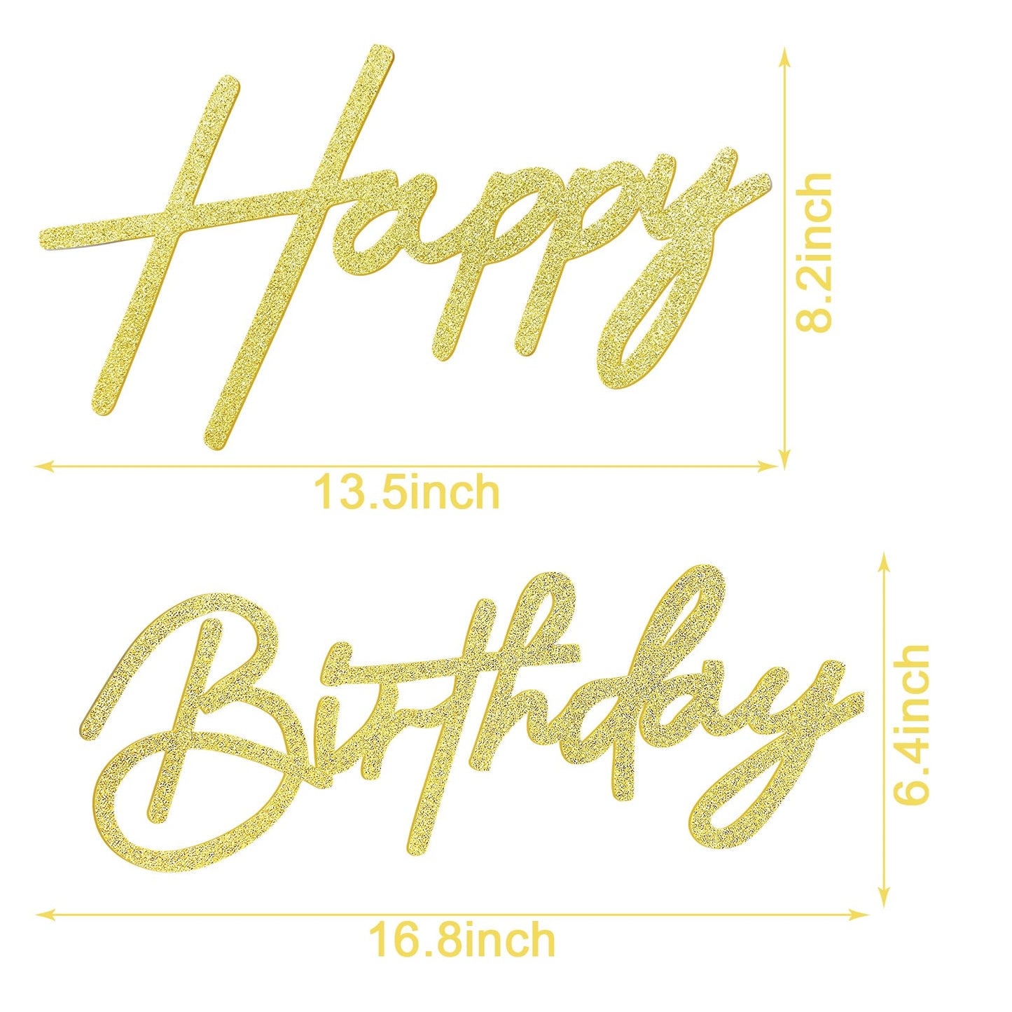 MASTRON Glitter Gold Happy Birthday Sign for Backdrop – Felt Letters for Balloon Arch & Party Decor