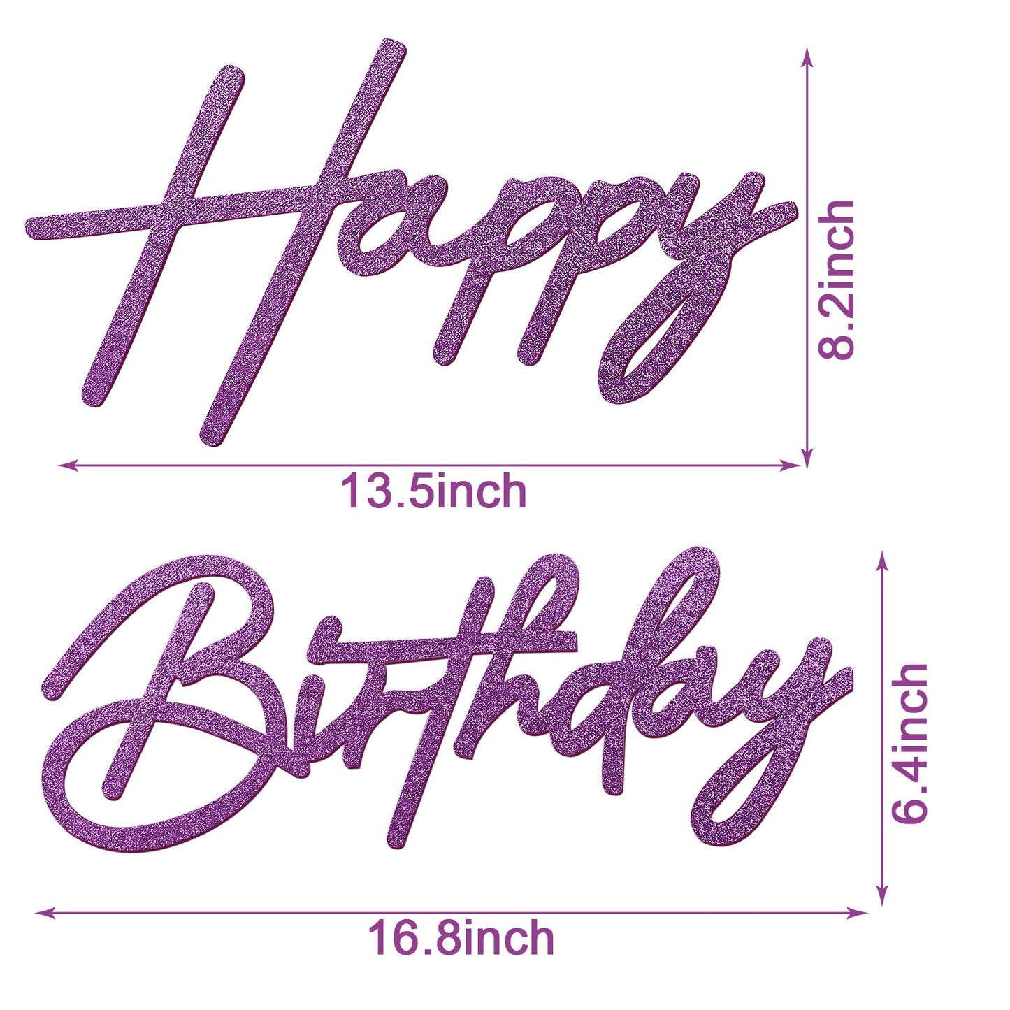 MASTRON Happy Birthday Sign for Backdrop - Glitter Purple Felt Letters for Balloon Arch Decor