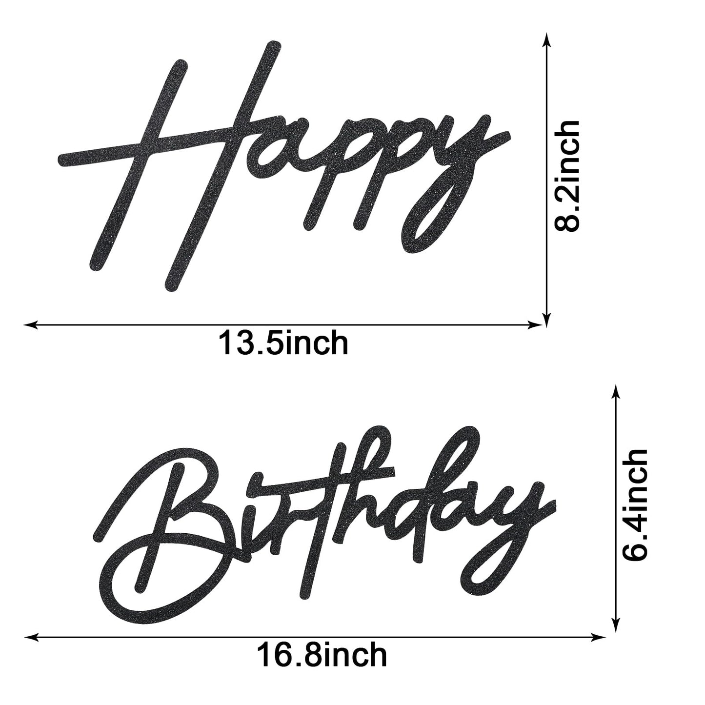MASTRON Glitter Black Happy Birthday Sign for Backdrops – Felt Arch Letters