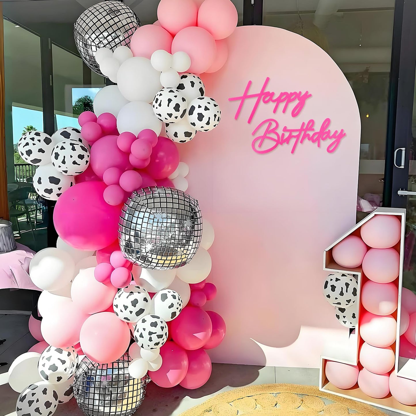MASTRON Happy Birthday Sign for Backdrop – Hot Pink Felt Letters for Party Decor