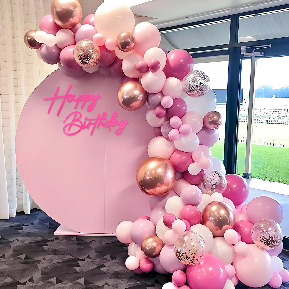 MASTRON Happy Birthday Sign for Backdrop – Hot Pink Felt Letters for Party Decor
