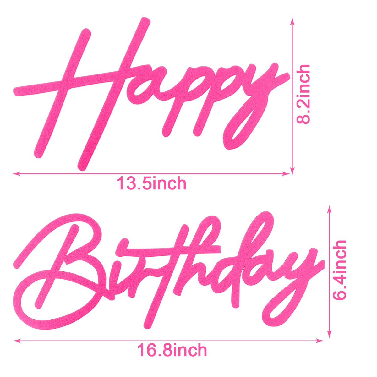 MASTRON Happy Birthday Sign for Backdrop – Hot Pink Felt Letters for Party Decor